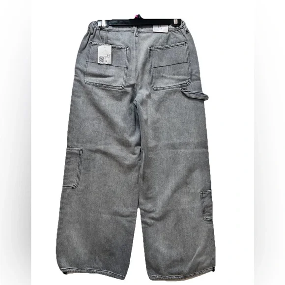 Forever 21 Cargo Jogger Jean Straight-Leg Drawstring Hem Gray Wash 27 - Picture 4 of 10